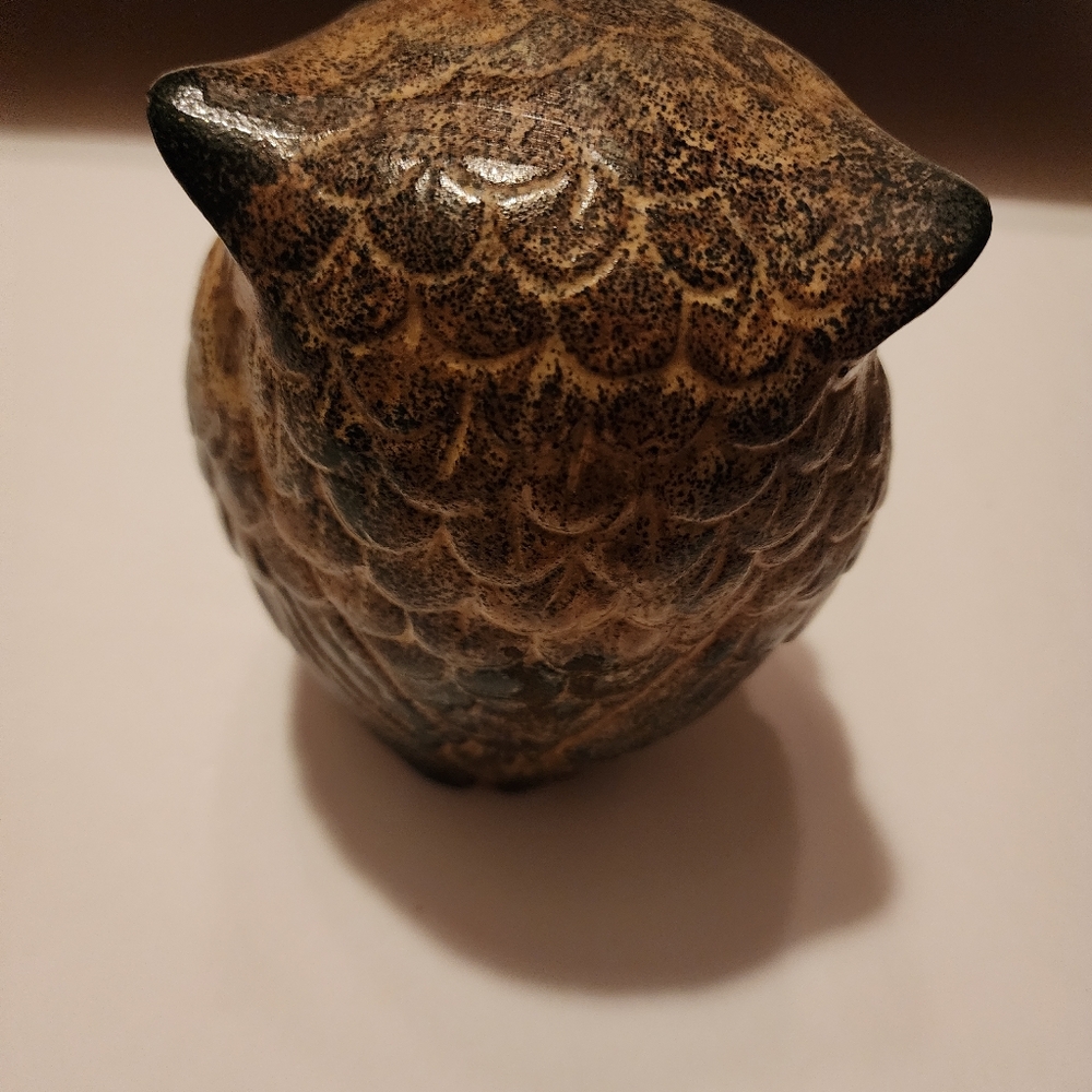 Owl Bank (Piggy Bank) Slit In Left Eye For Coins. Stopper Bottom. 5" T X 4 " W - Picture 5 of 8